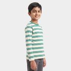 Boys' Dark Green Crew Neck Striped Regular Boys T-Shirt, Dark Green, small