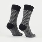Men's Black Regular Fit Geometric Pack of 1 Socks, Black, small