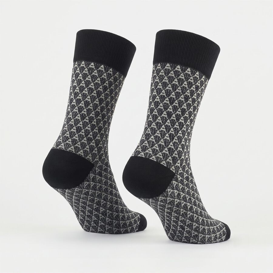 Men's Black Regular Fit Geometric Pack of 1 Socks, Black, large