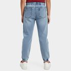 Boys' Blue Regular Fit Washed Jeans, Mid Blue, small