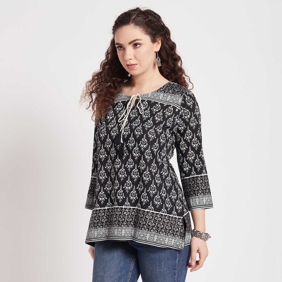 Solid Straight Kurti, Black, large image number null