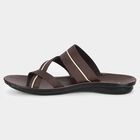 Men's Brown Strappy Slip-On Sandals, भूरा, small