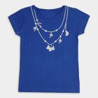 Girls' 100% Cotton T-Shirt , मध्यम नीला, small image number null