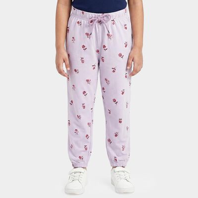 Girls' Lavender Jogger Floral Printed Pyjama