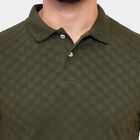 Men's Collared Half Sleeves T-Shirt , ओलिव, small