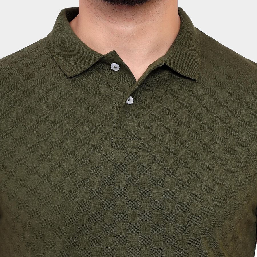 Men's Collared Half Sleeves T-Shirt , ओलिव, large