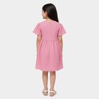 Girls' Pink Round Neck Sleeveless Fit and Flare Dress, Light Pink, small
