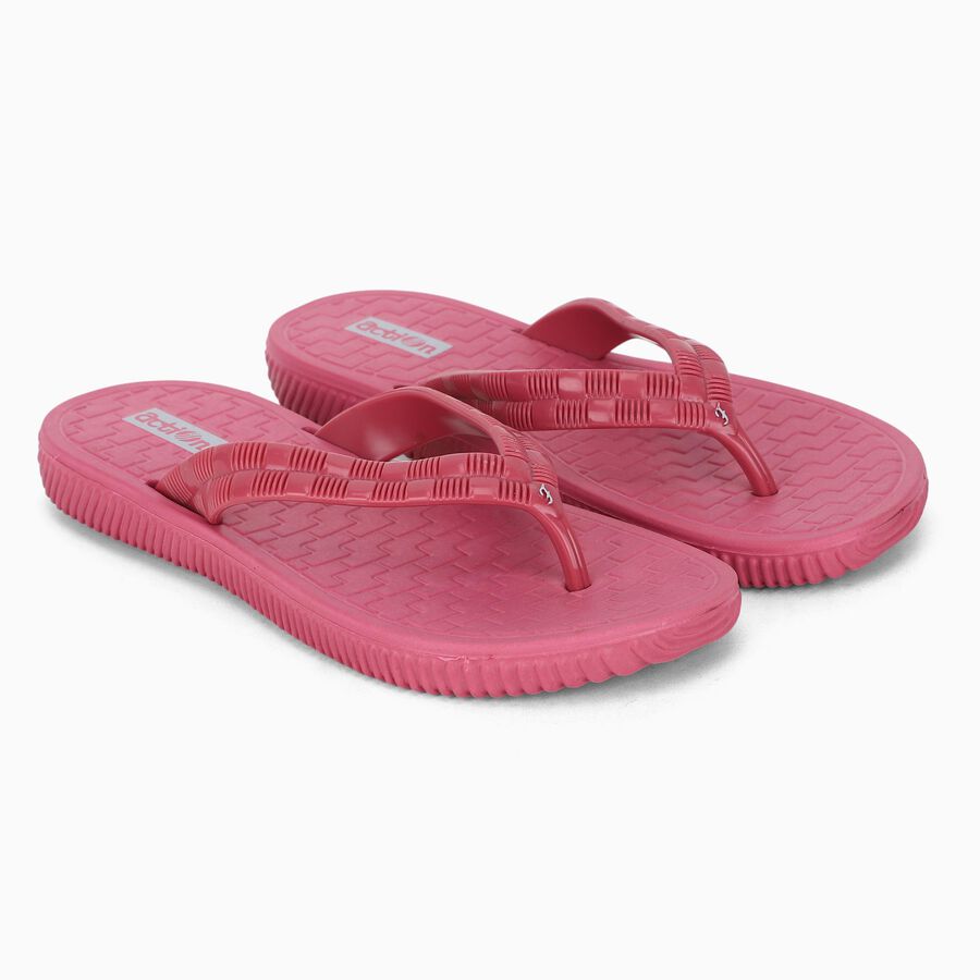 Women's Bright Pink Slip-On Flip Flops, गुलाबी, large