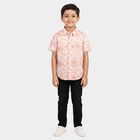 Boys Peach Cotton Half Sleeve Collar Casual Shirt, Peach, small