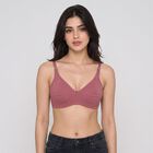 Women's Wine Cotton Blend V Neck T-Shirt Bra, Wine, small