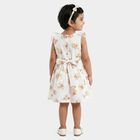 Girls' White Floral Printed Fit and Flare Frock, Off White, small