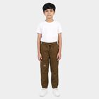 Boys' Olive Green Regular Fit Cargo Jogger Trousers, ओलिव, small