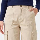 Women's Off White Straight Fit Cargo Trousers, ऑफ व्हाइट, small