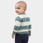 Infants' Teal Crew Neck Striped Pullover, टील ब्लू, small