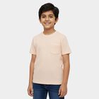 Boys' Off-White Cotton Round Neck Casual T-Shirt, ऑफ व्हाइट, small