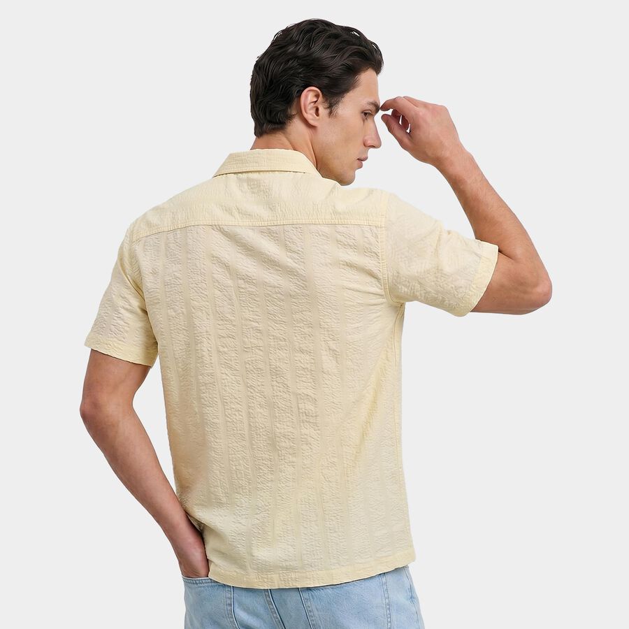 Men's White Cotton Casual Shirt, Off White, large