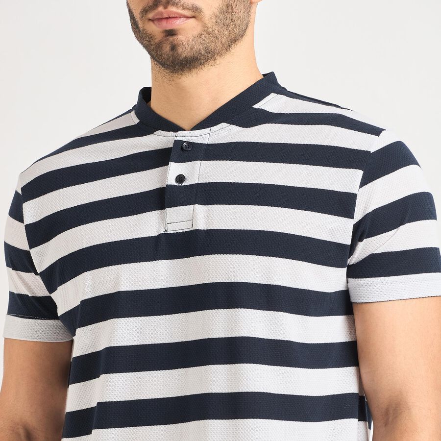 Men's Henley Half Sleeves T-Shirt , नेवी ब्लू, large image number null