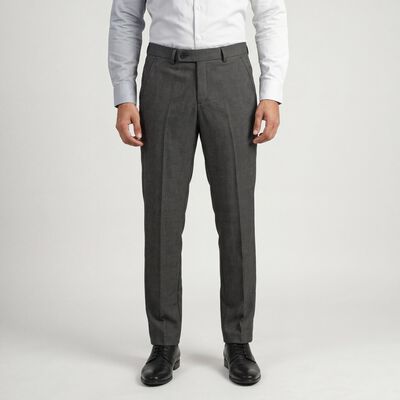Men's Black Slim Fit Flat-Front Formal Trousers