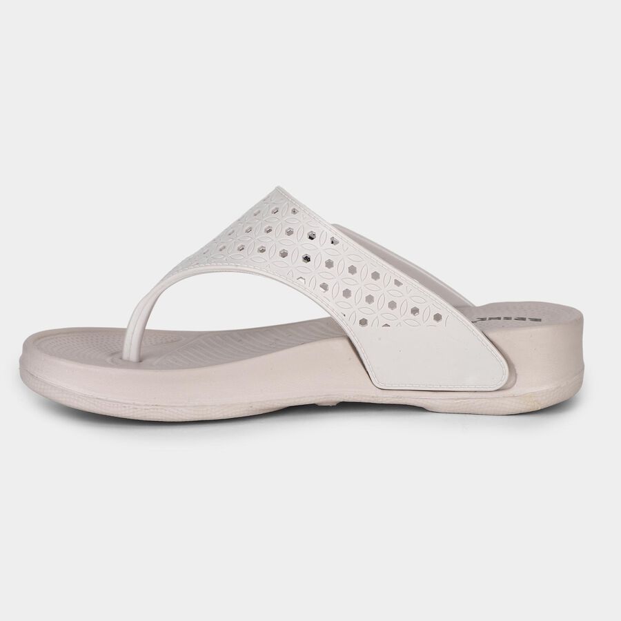 Women's Beige Toe-Post Flip-Flops, गहरा पीला, large