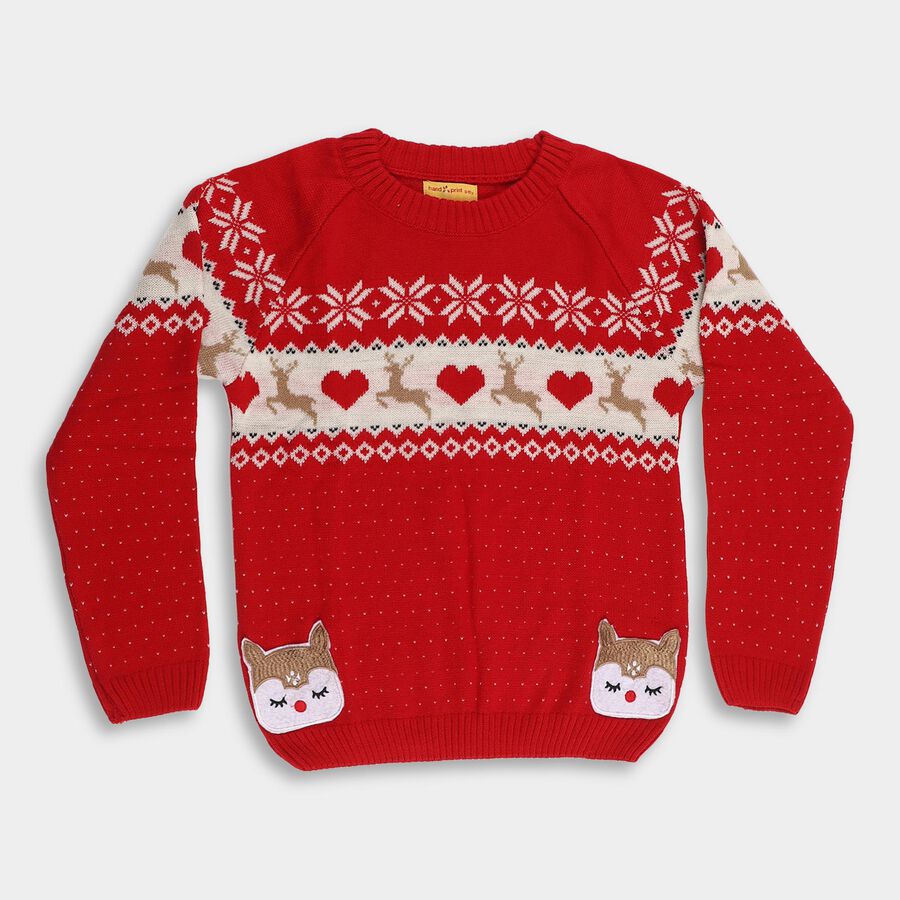 Girls' Pullover, लाल, large image number null