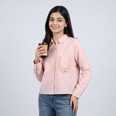 Women's Pink Regular Fit Shirt