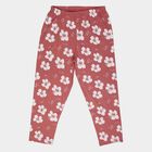 Girls Pink Regular Fit Floral Printed Pyjama, Light Pink, small