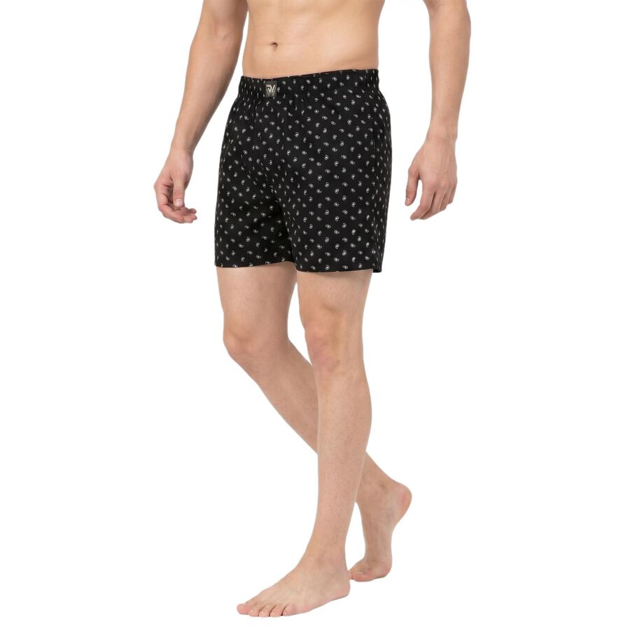 Men's Black Classic Fit Printed Boxers, Black, large