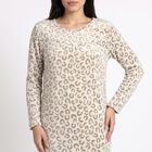 Women's Grey Round Neck T-Shirt Style Nighty, हल्का ग्रे, small