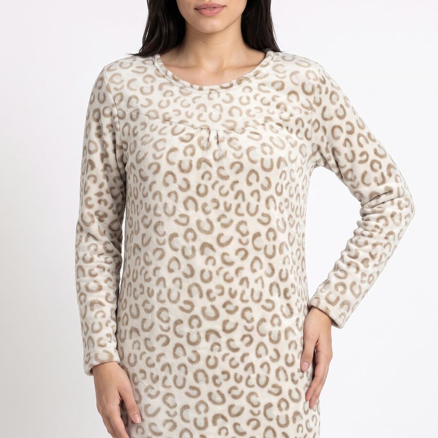 Women's Grey Round Neck T-Shirt Style Nighty, हल्का ग्रे, large