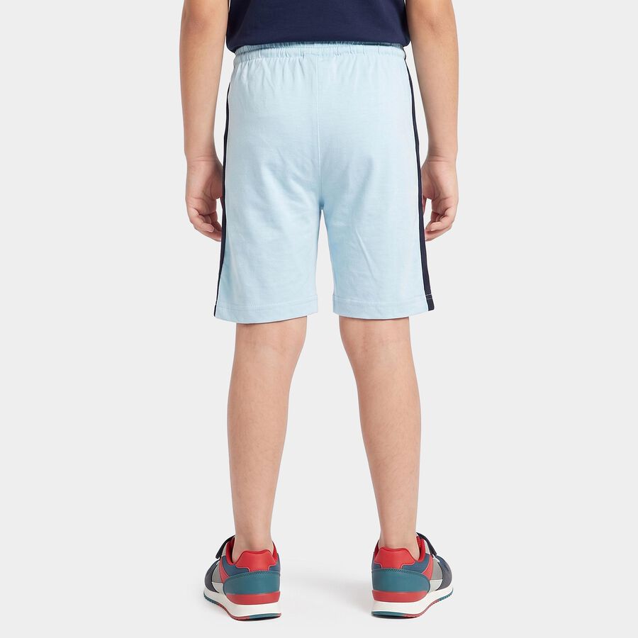 Boys Light Blue Regular Fit Graphic Print Bermuda Shorts, Light Blue, large