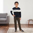 Boys' Navy Blue Crew Neck Pullover Sweatshirt, Navy Blue, small