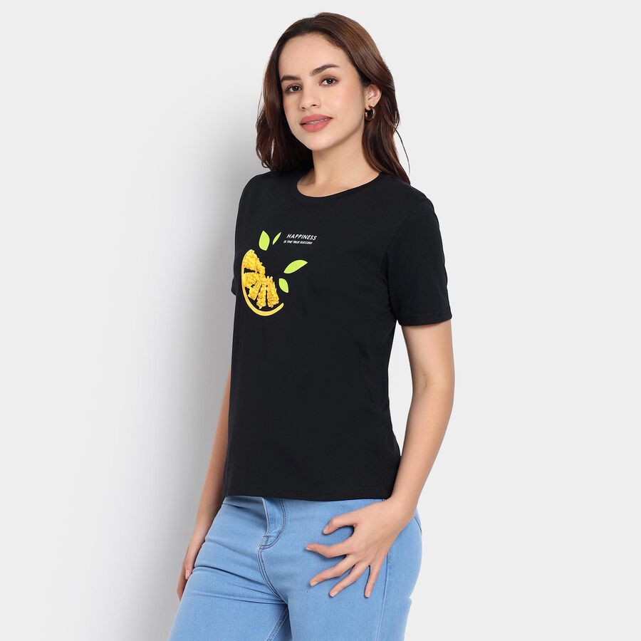 Ladies' Round Neck T-Shirt, Black, large image number null