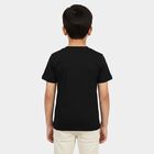Boys Black Round Neck Casual Boys T-Shirt, काला, small