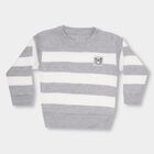 Infants Light Grey and White Crew Neck Casual Pullover, हल्का ग्रे, small image number null