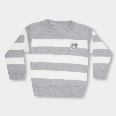 Infants Light Grey and White Crew Neck Casual Pullover