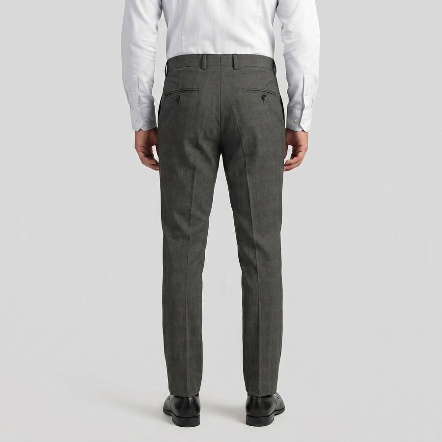 Men's Black Slim Fit Flat-Front Formal Trousers, Black, large