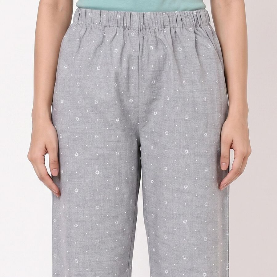 Women's Grey Regular Fit Printed Palazzos, Light Grey, large