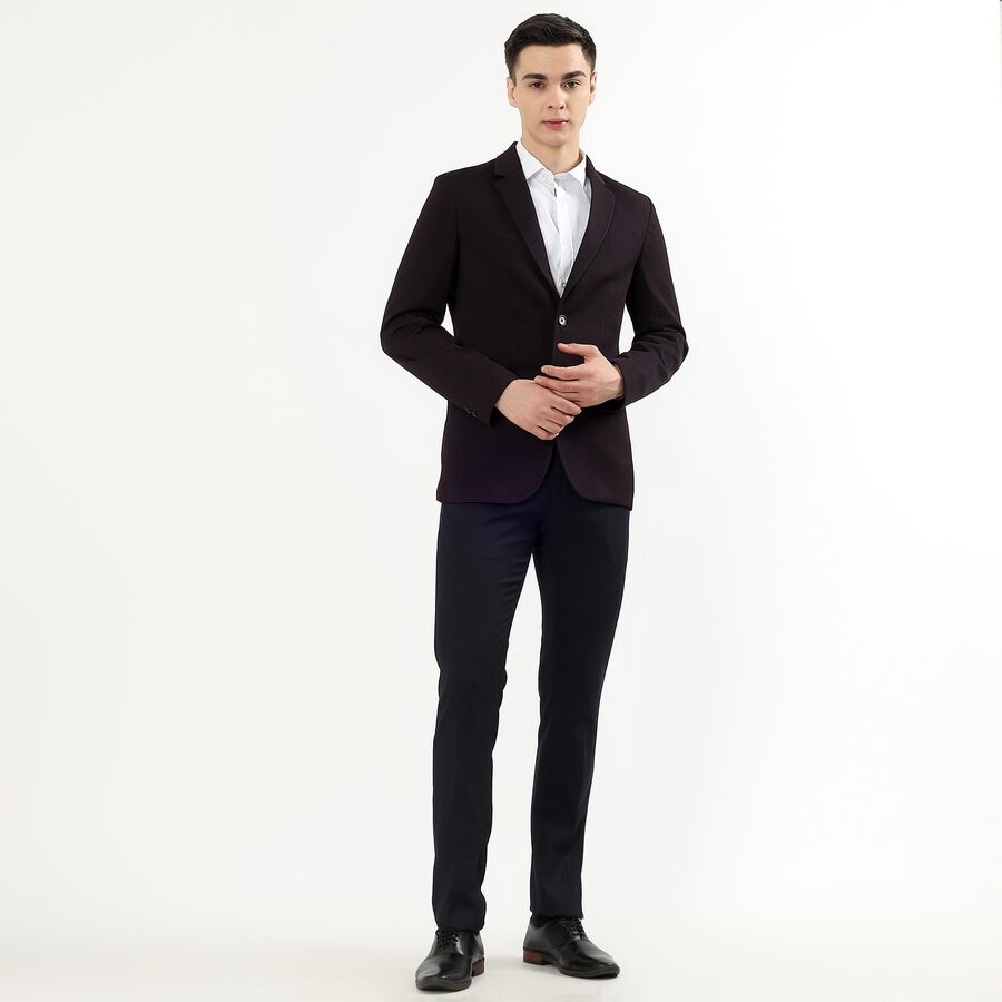 Men's Deep Wine Slim Fit Single-Breasted Blazer, वाइन, large image number null