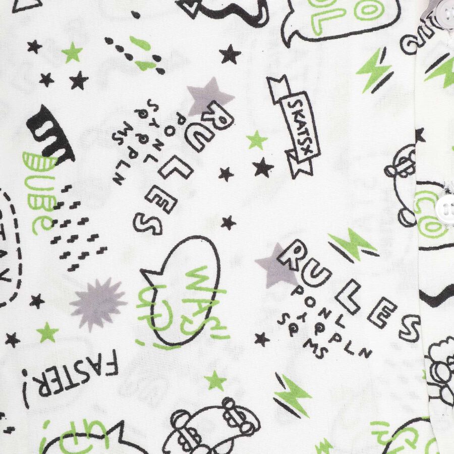 Boys All Over Print Night Suit, White, large image number null