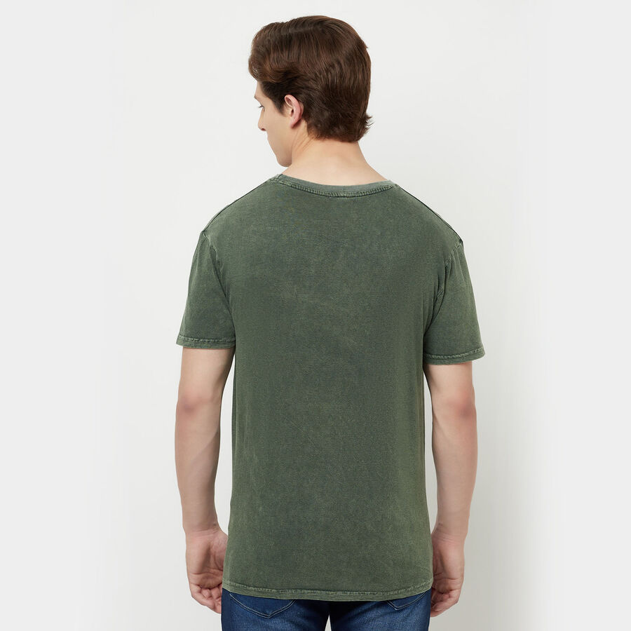 Cut & Sew Round Neck T-Shirt, Olive, large image number null