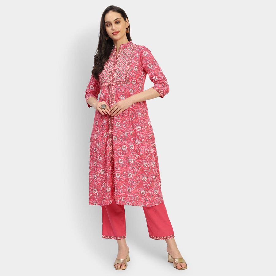 Ladies' Kurta , रानी (फ्यूशिया), large image number null