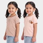 Girls Pink Cotton Round Neck Regular T-Shirt, गुलाबी, small