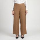 Women's Beige Regular Fit Solid Trousers, गहरा पीला, small