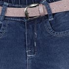 Girls' Blue Straight Fit Embroidered Jeans, Mid Blue, small