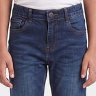 Boys Blue Straight Fit Washed Jeans, Mid Blue, small