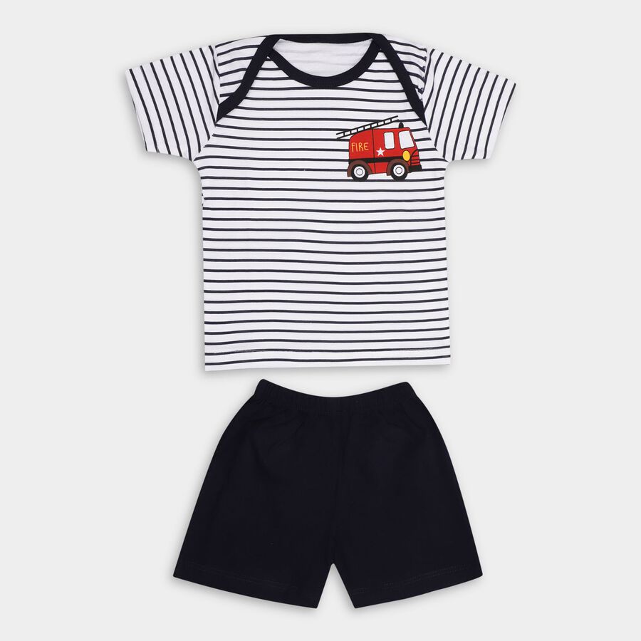 Infant Boys' 100% Cotton Baba Suit , नेवी ब्लू, large image number null