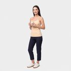 Women's Beige Cotton Blend Scoop Neck Camisole Slip, Beige, small