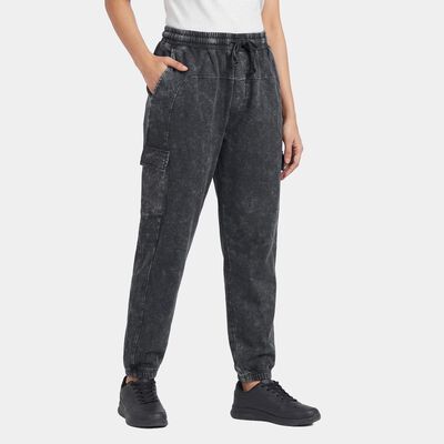 Women's Black Regular Fit Side-Striped Track Pants
