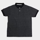 Men's Navy Blue Cotton Polo Neck Printed T-Shirt, नेवी ब्लू, small