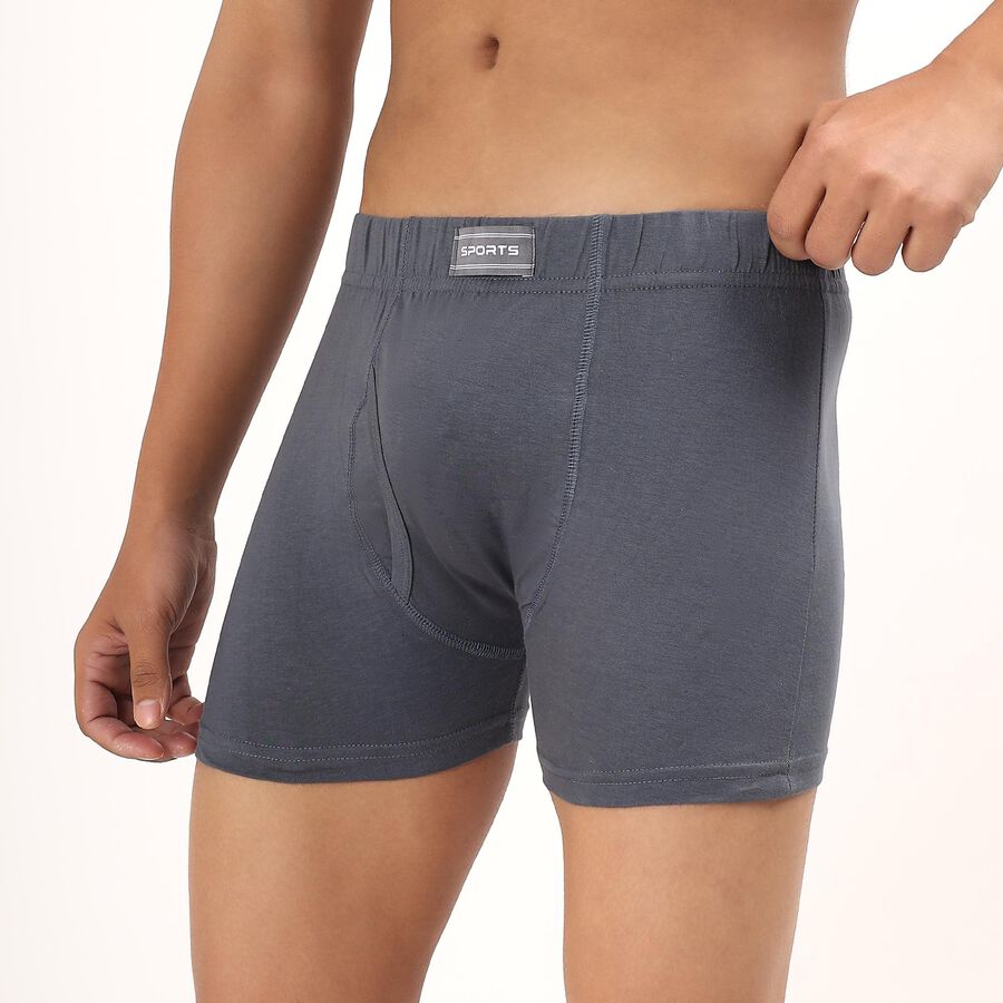 Men's 100% Cotton Long Length Trunks , Mid Blue, large image number null